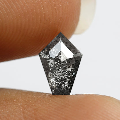 0.71 CT Shield cut salt and pepper 8 mm translucent grey and black color loose diamond for making ring
