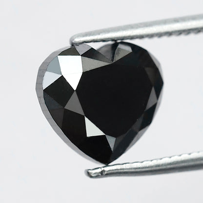 3.35 Ct Heart Cut Black Loose Diamond | Natural Treated Conflict Free Diamond | Proposal Ring Stone 8mm