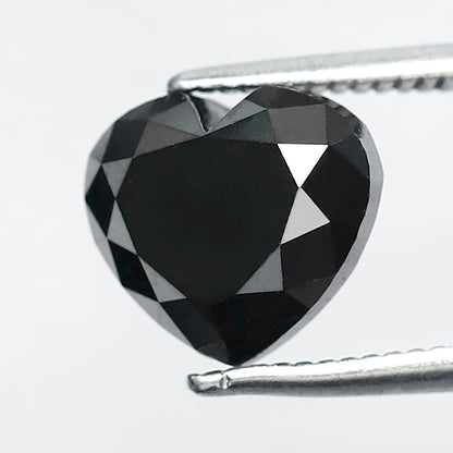 3.35 Ct Heart Cut Black Loose Diamond | Natural Treated Conflict Free Diamond | Proposal Ring Stone 8mm