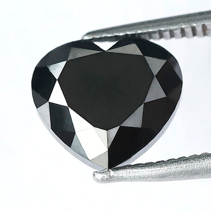 3.35 Ct Heart Cut Black Loose Diamond | Natural Treated Conflict Free Diamond | Proposal Ring Stone 8mm