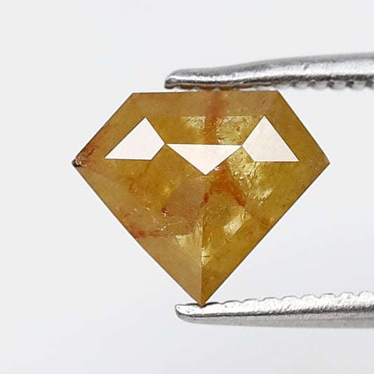 1.56 CT Pentagon Loose Diamond, 7.10 MM Natural Fancy Yellow Translucent Rustic Earth Mined Diamond For Pendant