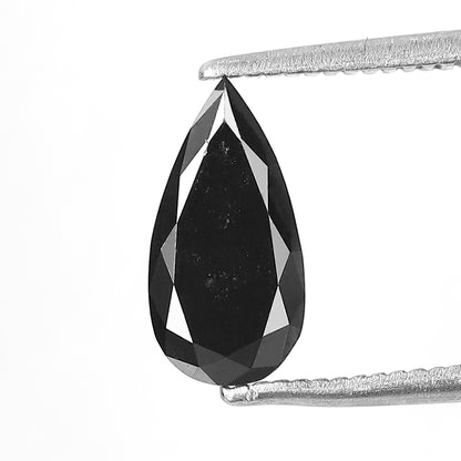 1.00 CT Pear Shape Natural Treated Black Diamond, 10.10 mm Conflict Free Loose Diamond For Pear Diamond Ring and Jewelry