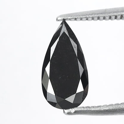1.00 CT Pear Shape Natural Treated Black Diamond, 10.10 mm Conflict Free Loose Diamond For Pear Diamond Ring and Jewelry