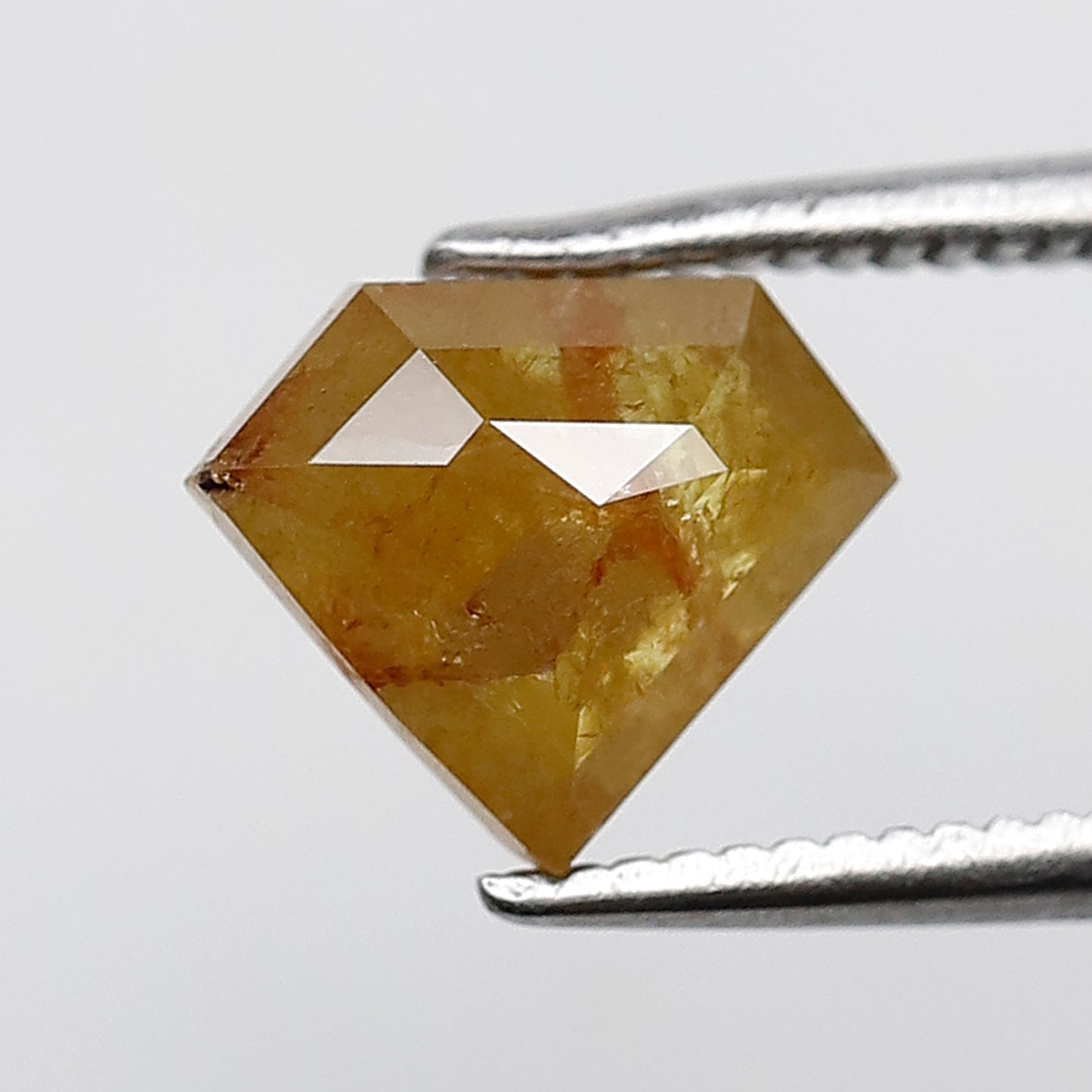 1.56 CT Pentagon Loose Diamond, 7.10 MM Natural Fancy Yellow Translucent Rustic Earth Mined Diamond For Pendant