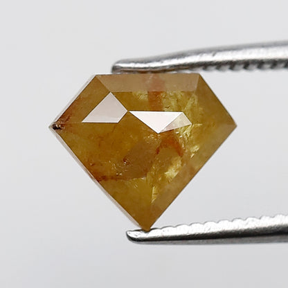 1.56 CT Pentagon Loose Diamond, 7.10 MM Natural Fancy Yellow Translucent Rustic Earth Mined Diamond For Pendant