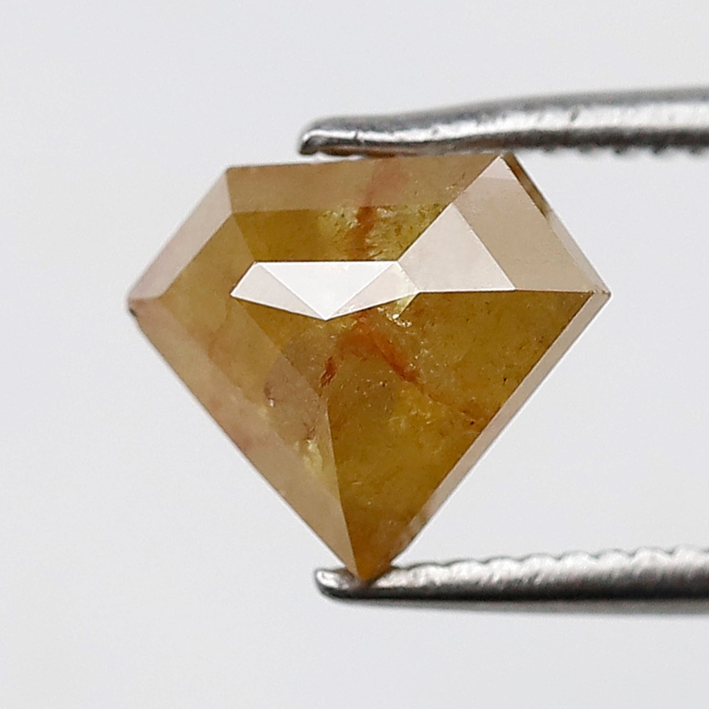 1.56 CT Pentagon Loose Diamond, 7.10 MM Natural Fancy Yellow Translucent Rustic Earth Mined Diamond For Pendant