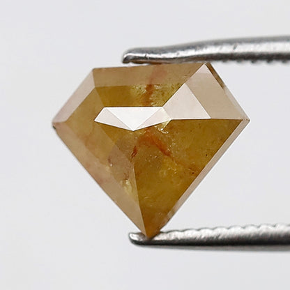 1.56 CT Pentagon Loose Diamond, 7.10 MM Natural Fancy Yellow Translucent Rustic Earth Mined Diamond For Pendant