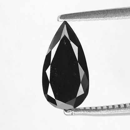 1.00 CT Pear Shape Natural Treated Black Diamond, 10.10 mm Conflict Free Loose Diamond For Pear Diamond Ring and Jewelry