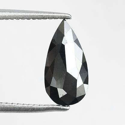 1.00 CT Pear Shape Natural Treated Black Diamond, 10.10 mm Conflict Free Loose Diamond For Pear Diamond Ring and Jewelry