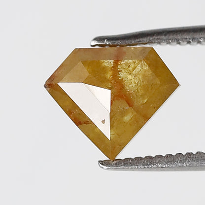 1.56 CT Pentagon Loose Diamond, 7.10 MM Natural Fancy Yellow Translucent Rustic Earth Mined Diamond For Pendant