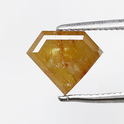 1.56 CT Pentagon Loose Diamond, 7.10 MM Natural Fancy Yellow Translucent Rustic Earth Mined Diamond For Pendant