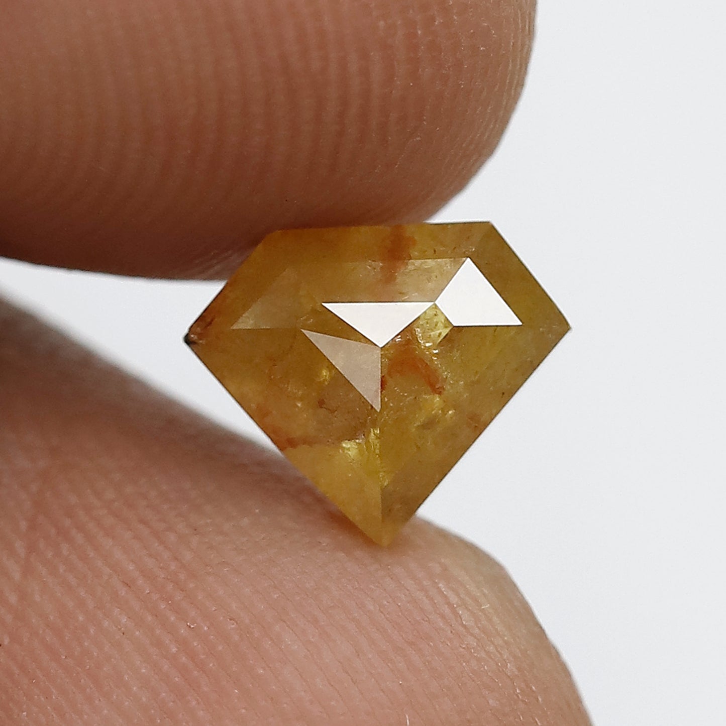 1.56 CT Pentagon Loose Diamond, 7.10 MM Natural Fancy Yellow Translucent Rustic Earth Mined Diamond For Pendant