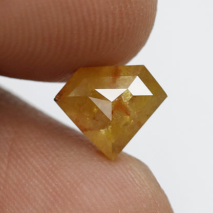 1.56 CT Pentagon Loose Diamond, 7.10 MM Natural Fancy Yellow Translucent Rustic Earth Mined Diamond For Pendant