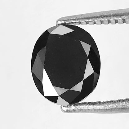 1.22 Ct Oval Cut Black Loose Diamond | Natural Treated Black Diamond 7x6 mm | Anniversary Ring Stone