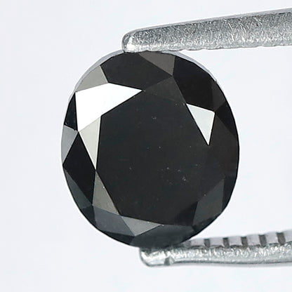 1.22 Ct Oval Cut Black Loose Diamond | Natural Treated Black Diamond 7x6 mm | Anniversary Ring Stone