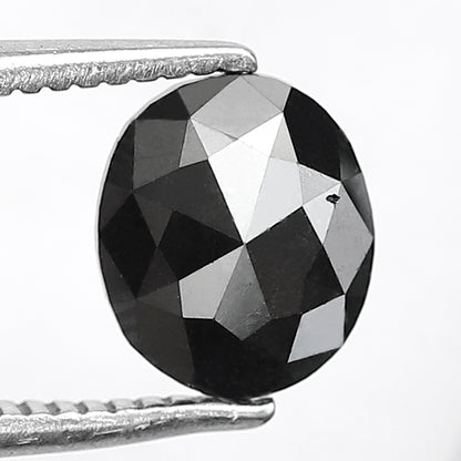 1.22 Ct Oval Cut Black Loose Diamond | Natural Treated Black Diamond 7x6 mm | Anniversary Ring Stone