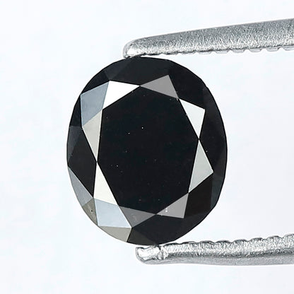 1.22 Ct Oval Cut Black Loose Diamond | Natural Treated Black Diamond 7x6 mm | Anniversary Ring Stone
