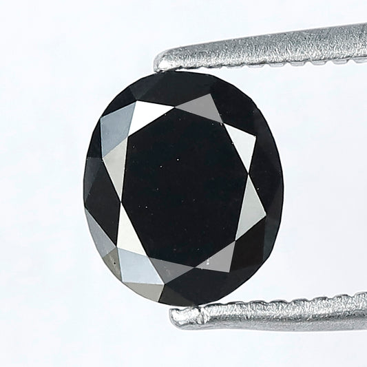 1.22 Ct Oval Cut Black Loose Diamond | Natural Treated Black Diamond 7x6 mm | Anniversary Ring Stone