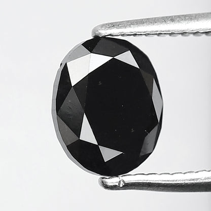 1.22 Ct Oval Cut Black Loose Diamond | Natural Treated Black Diamond 7x6 mm | Anniversary Ring Stone