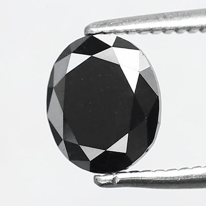1.22 Ct Oval Cut Black Loose Diamond | Natural Treated Black Diamond 7x6 mm | Anniversary Ring Stone