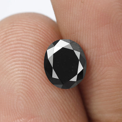1.22 Ct Oval Cut Black Loose Diamond | Natural Treated Black Diamond 7x6 mm | Anniversary Ring Stone