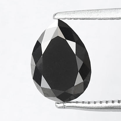 1.37 CT Pear Shape Natural Treated Black Diamond, 8.90 x 6.30 mm Earth Mined Loose Diamond For Women Jewelry
