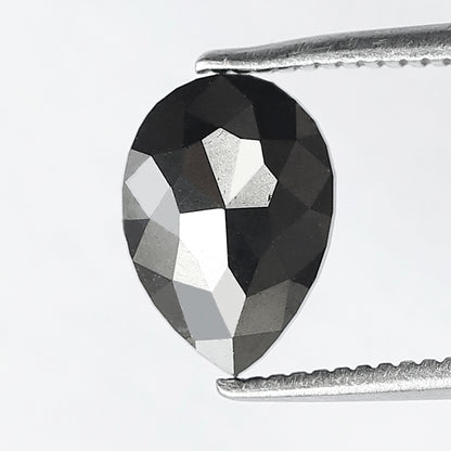 1.37 CT Pear Shape Natural Treated Black Diamond, 8.90 x 6.30 mm Earth Mined Loose Diamond For Women Jewelry