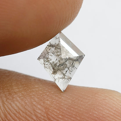 0.38 CT 7.80 MM Kite Shape Natural Loose Salt And Pepper Diamond Black Grey Color Diamond for ring