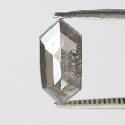 2.08 CT Elongated hexagon shape diamond 12 MM gray-black color salt and pepper natural loose diamond for making jewelry