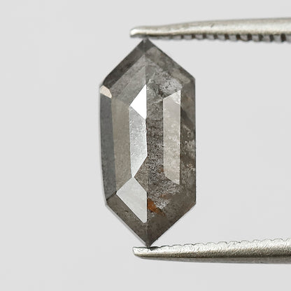 2.08 CT Elongated hexagon shape diamond 12 MM gray-black color salt and pepper natural loose diamond for making jewelry