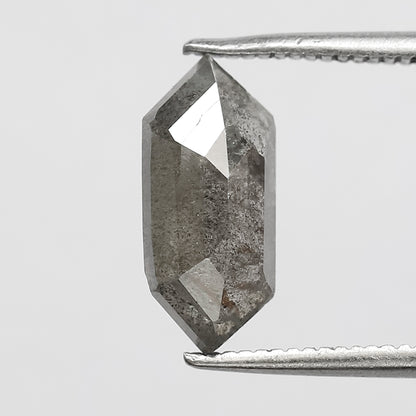 2.08 CT Elongated hexagon shape diamond 12 MM gray-black color salt and pepper natural loose diamond for making jewelry