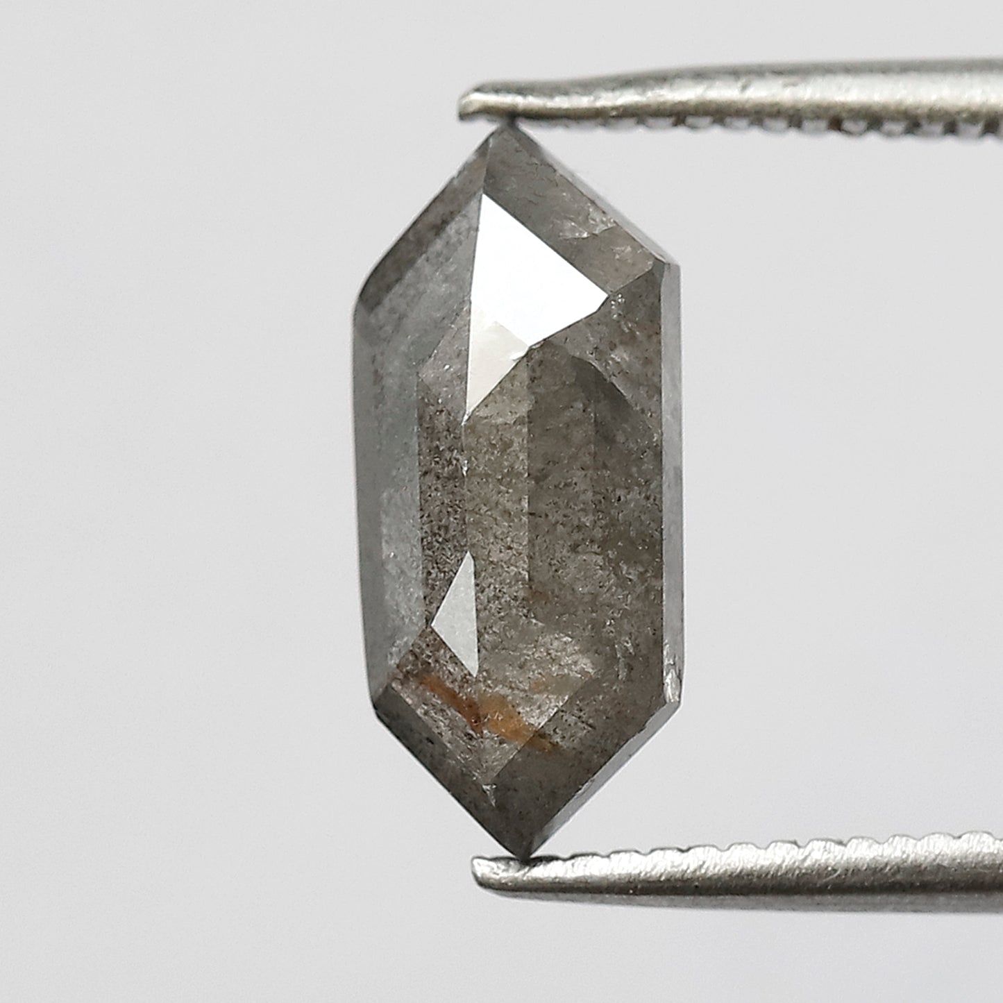 2.08 CT Elongated hexagon shape diamond 12 MM gray-black color salt and pepper natural loose diamond for making jewelry