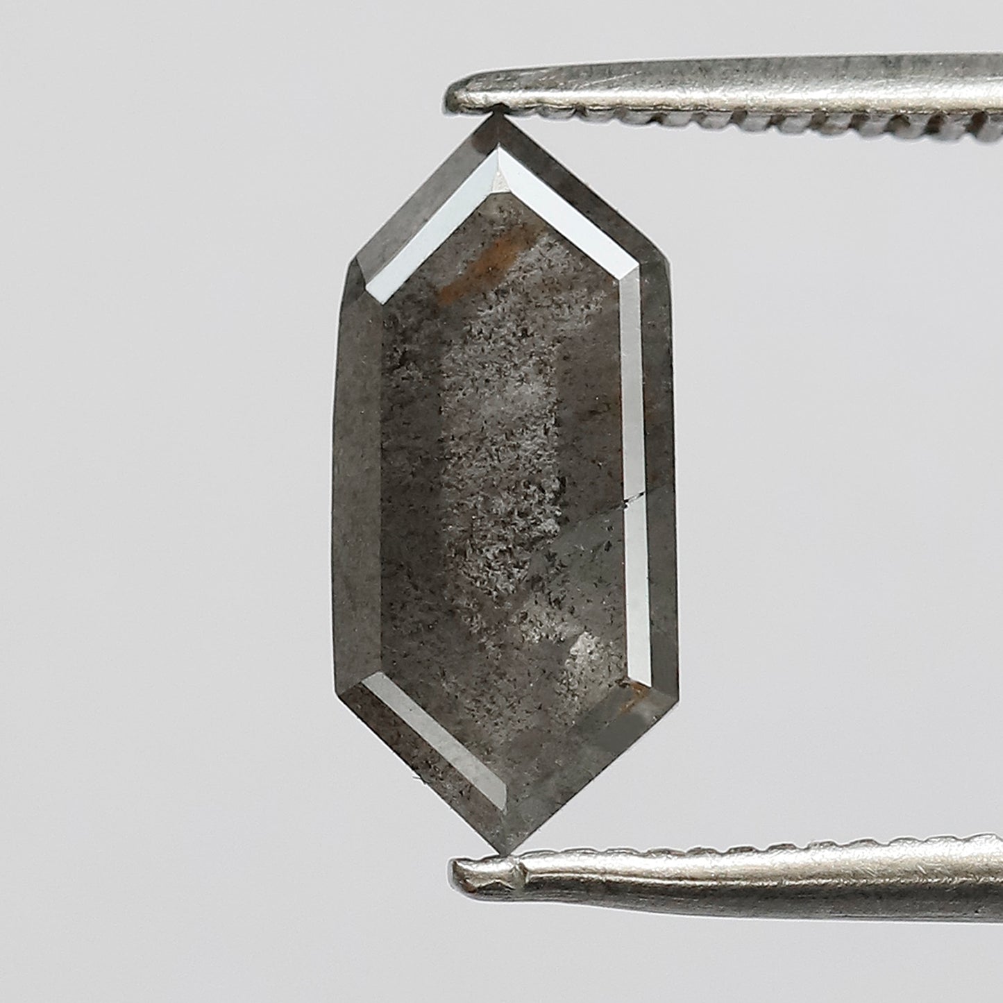 2.08 CT Elongated hexagon shape diamond 12 MM gray-black color salt and pepper natural loose diamond for making jewelry