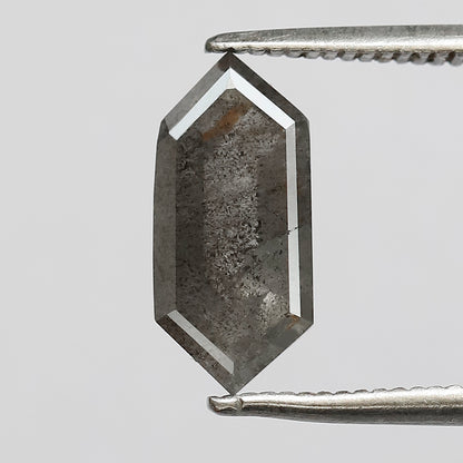 2.08 CT Elongated hexagon shape diamond 12 MM gray-black color salt and pepper natural loose diamond for making jewelry
