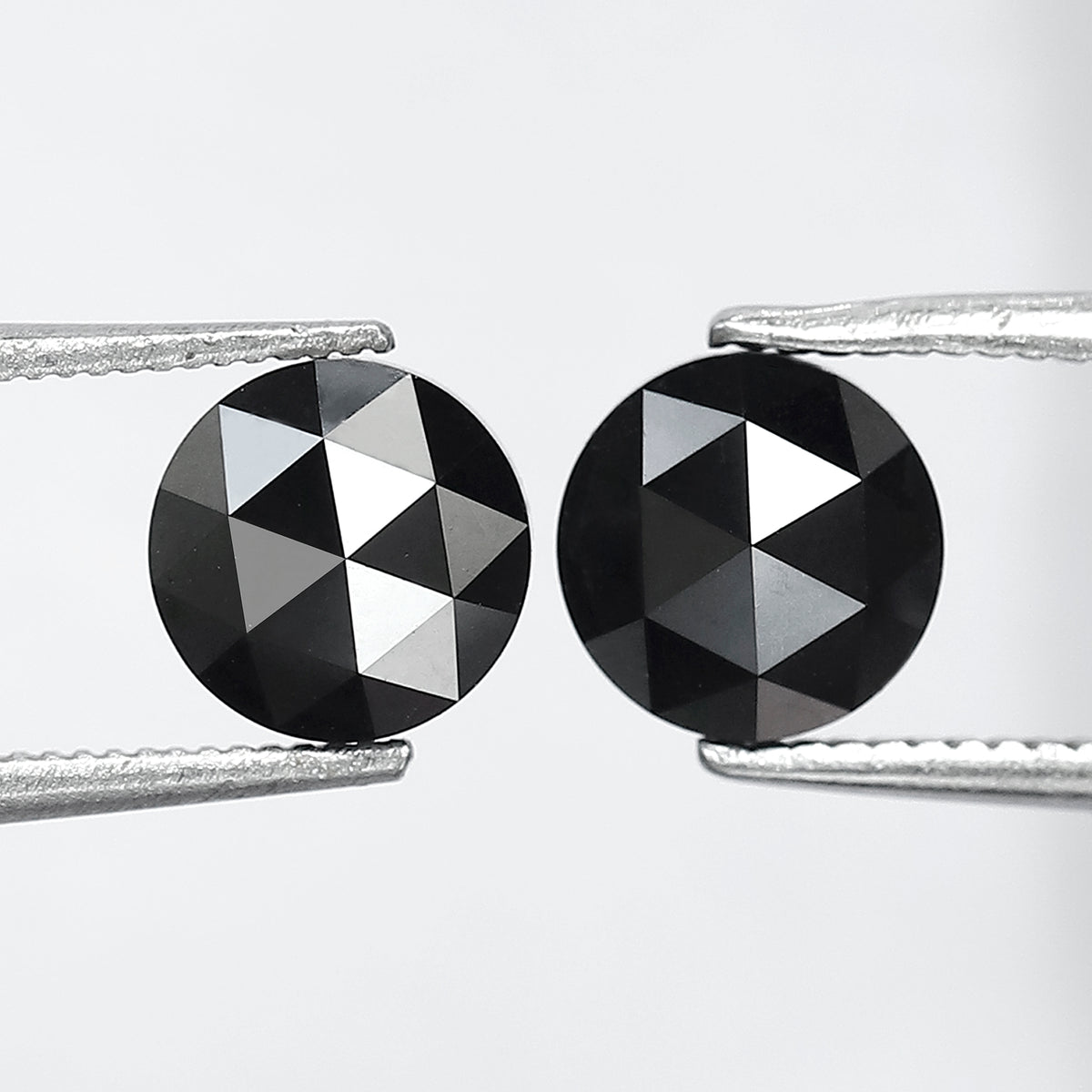 1.77 Carat Round Shape Black Diamond Pair | Conflict Free Natural Loose Diamonds for Custom Earrings