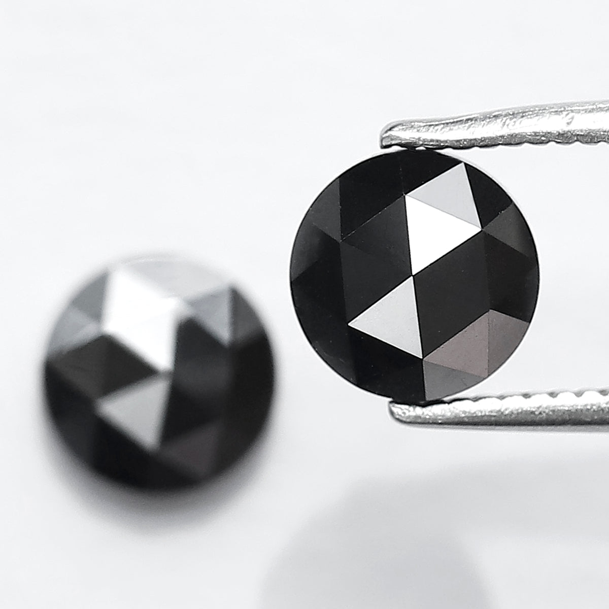 1.77 Carat Round Shape Black Diamond Pair | Conflict Free Natural Loose Diamonds for Custom Earrings