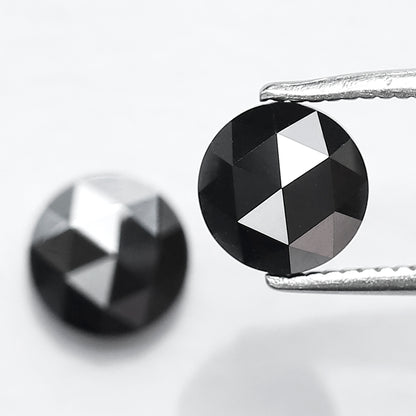 1.77 Carat Round Shape Black Diamond Pair | Conflict Free Natural Loose Diamonds for Custom Earrings
