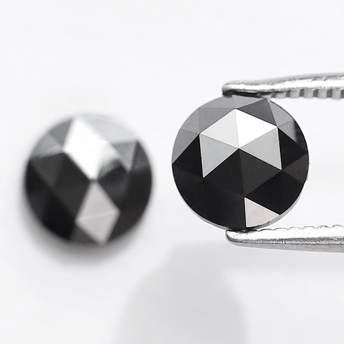1.77 Carat Round Shape Black Diamond Pair | Conflict Free Natural Loose Diamonds for Custom Earrings
