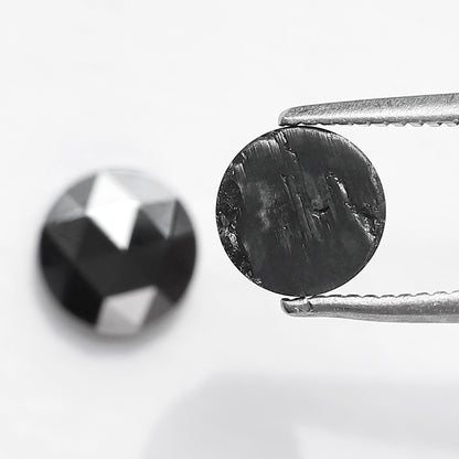 1.77 Carat Round Shape Black Diamond Pair | Conflict Free Natural Loose Diamonds for Custom Earrings