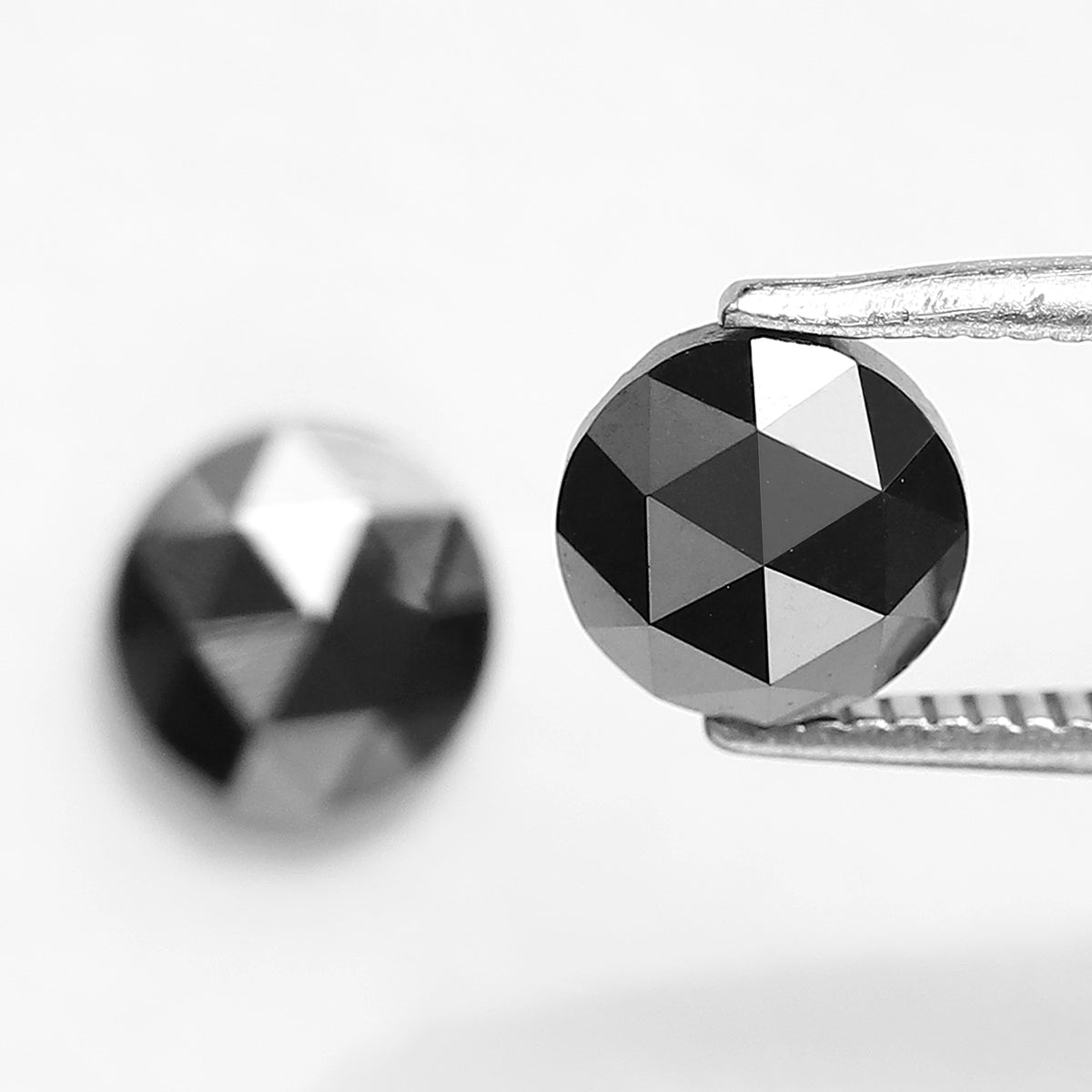 1.77 Carat Round Shape Black Diamond Pair | Conflict Free Natural Loose Diamonds for Custom Earrings