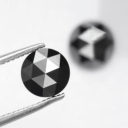 1.77 Carat Round Shape Black Diamond Pair | Conflict Free Natural Loose Diamonds for Custom Earrings