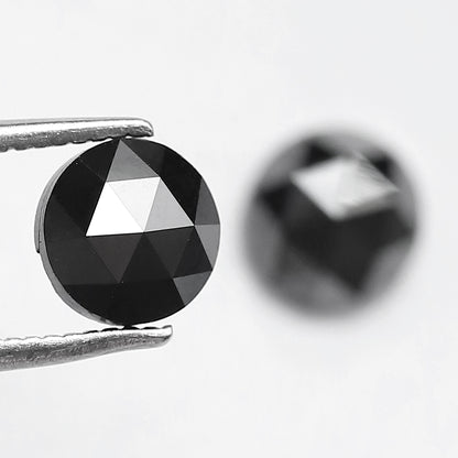 1.77 Carat Round Shape Black Diamond Pair | Conflict Free Natural Loose Diamonds for Custom Earrings