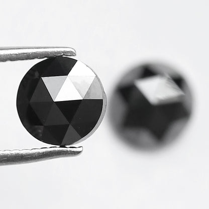 1.77 Carat Round Shape Black Diamond Pair | Conflict Free Natural Loose Diamonds for Custom Earrings