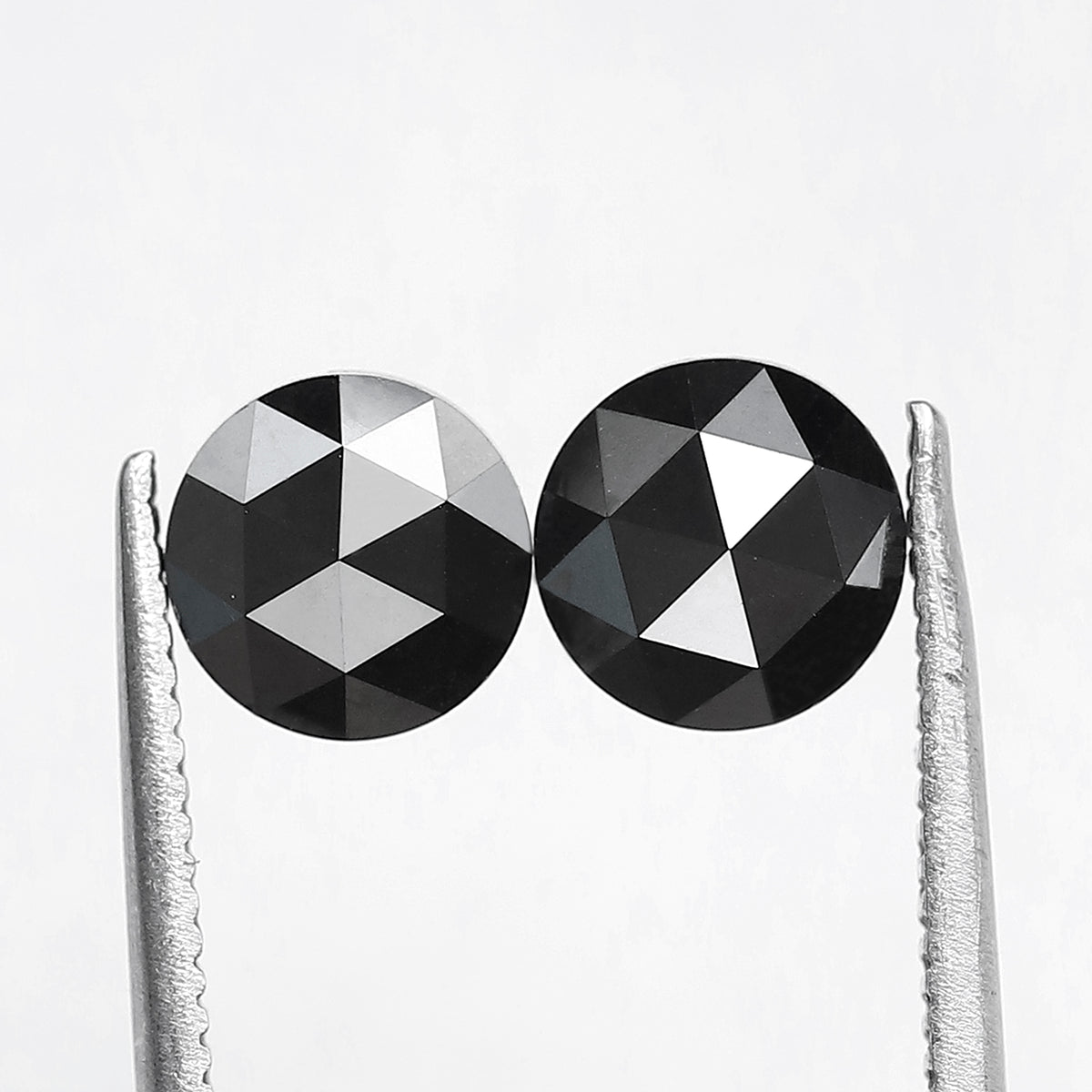 1.77 Carat Round Shape Black Diamond Pair | Conflict Free Natural Loose Diamonds for Custom Earrings