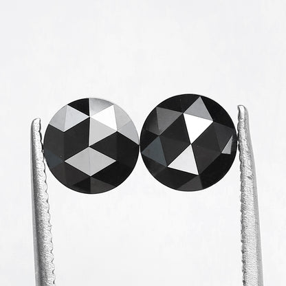 1.77 Carat Round Shape Black Diamond Pair | Conflict Free Natural Loose Diamonds for Custom Earrings