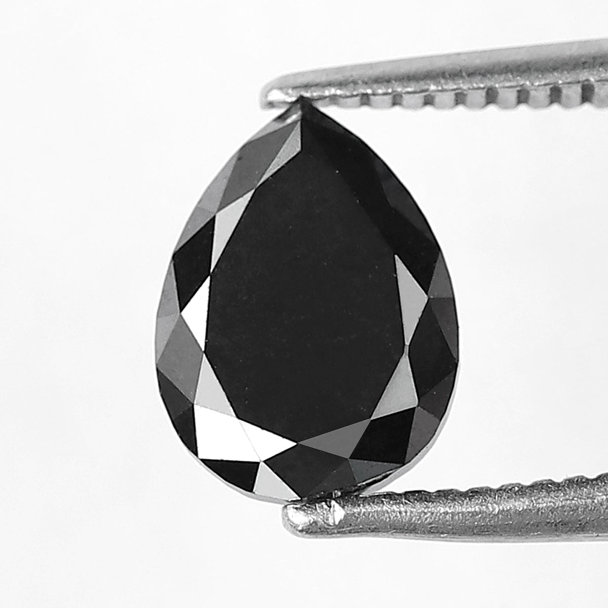 1.22 CT Pear Shape Loose Black Diamond, 8.30 mm Natural Treated Conflict Free Diamond For Wedding Ring and Engagement Ring