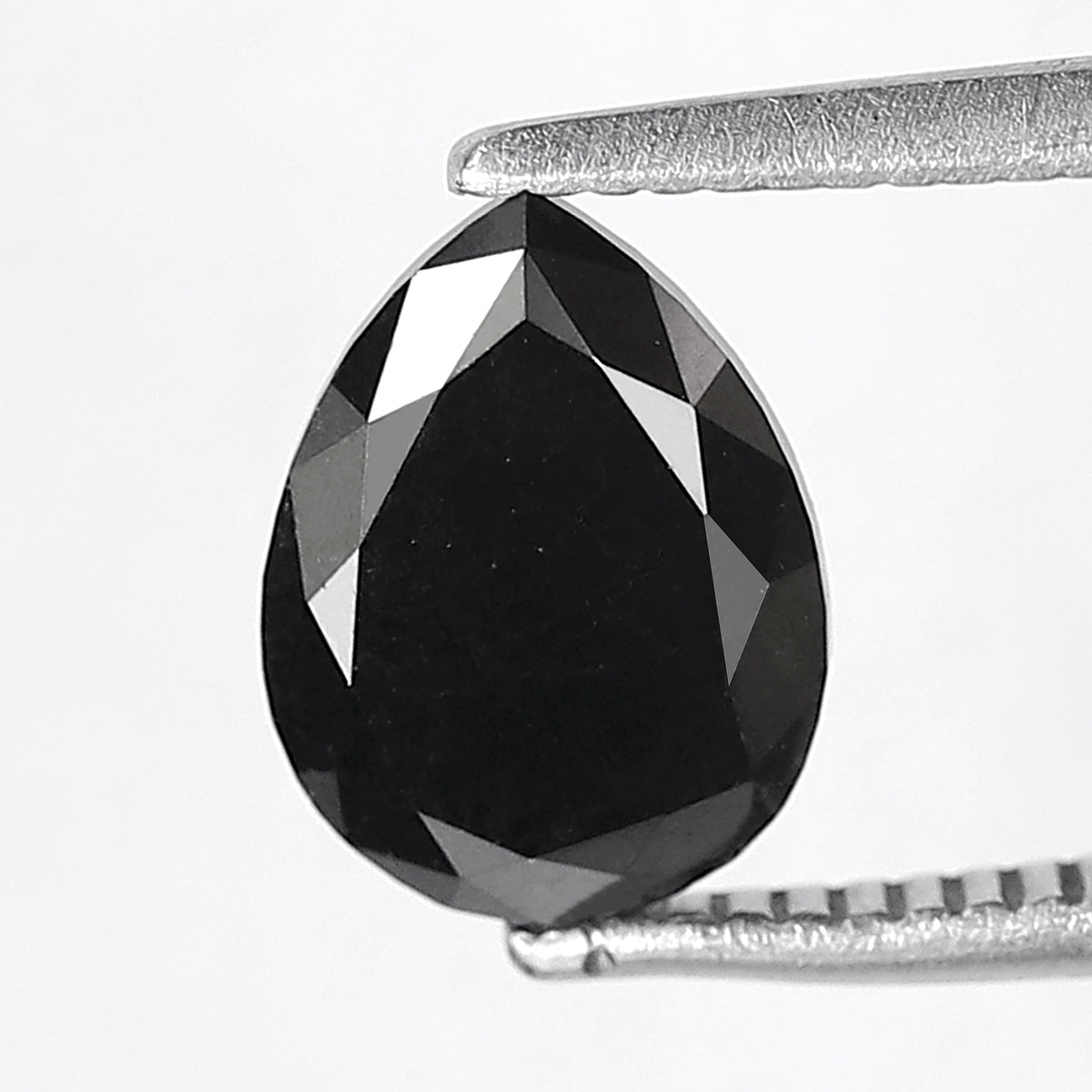 1.22 CT Pear Shape Loose Black Diamond, 8.30 mm Natural Treated Conflict Free Diamond For Wedding Ring and Engagement Ring