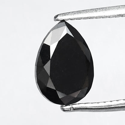 1.22 CT Pear Shape Loose Black Diamond, 8.30 mm Natural Treated Conflict Free Diamond For Wedding Ring and Engagement Ring