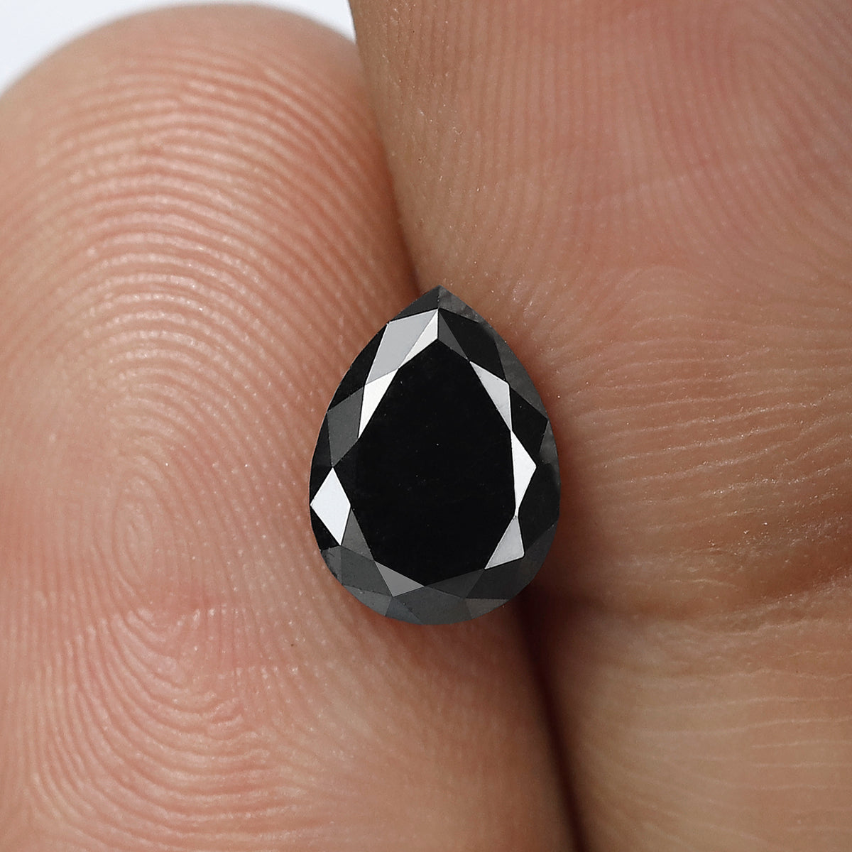 1.22 CT Pear Shape Loose Black Diamond, 8.30 mm Natural Treated Conflict Free Diamond For Wedding Ring and Engagement Ring