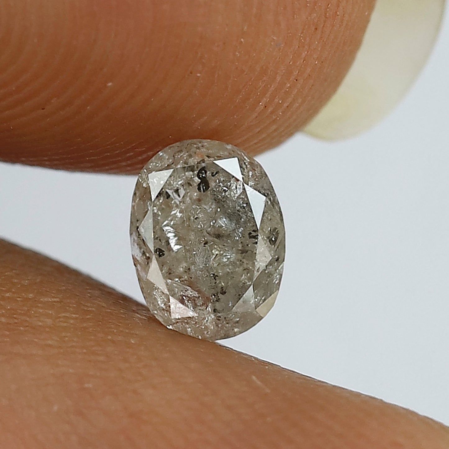 0.77 CT Oval shape natural diamond 5.80 MM translucent gray-black salt and pepper diamond for making jewelry